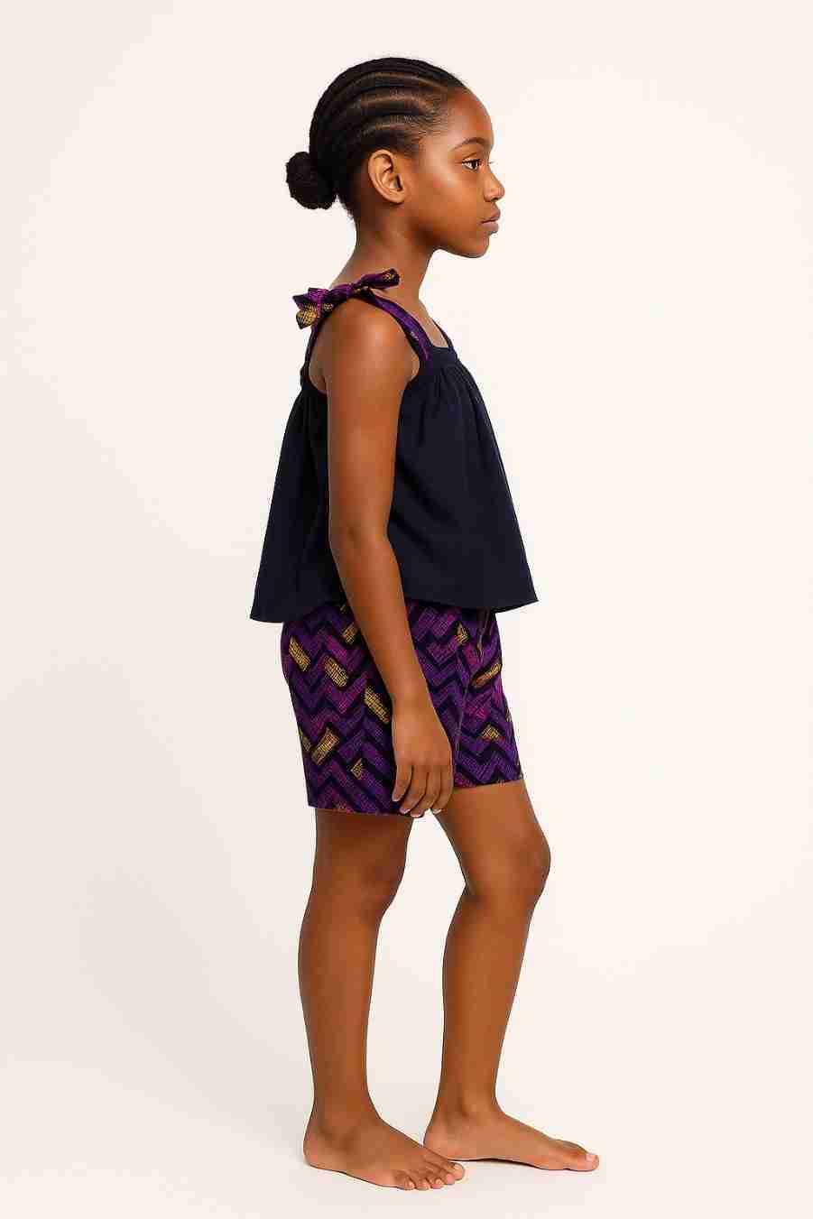 Girls Ankara Elasticated Waist Short Set Side