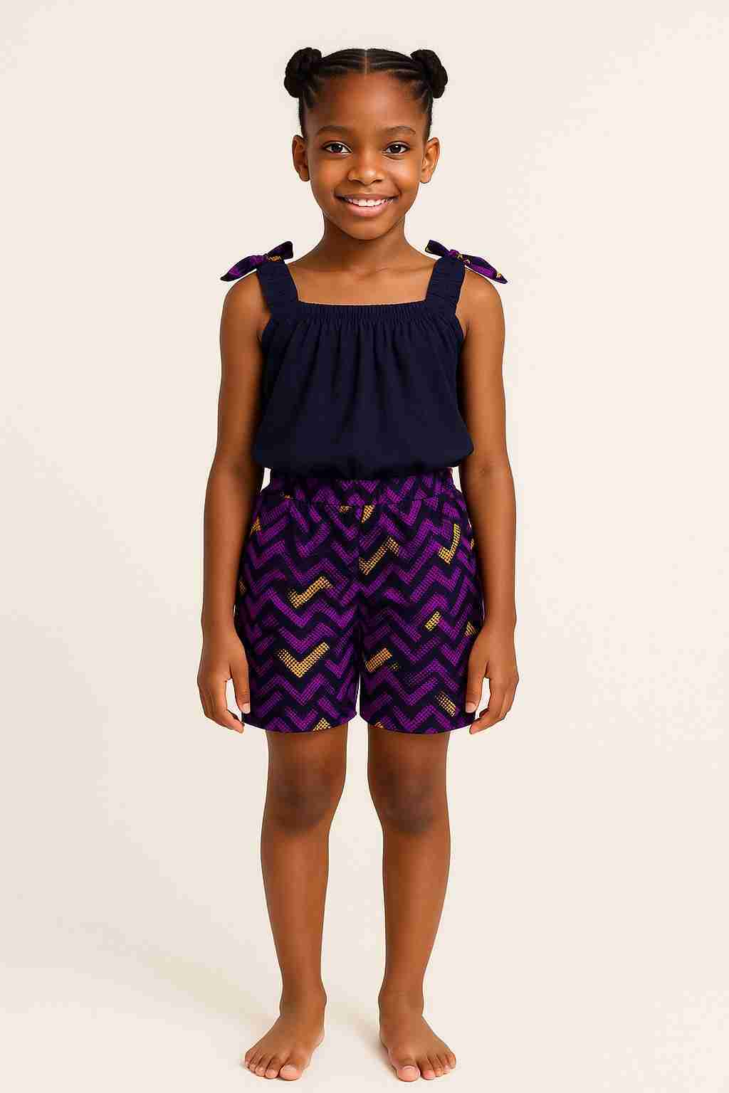 Girls Ankara Elasticated Waist Short Set