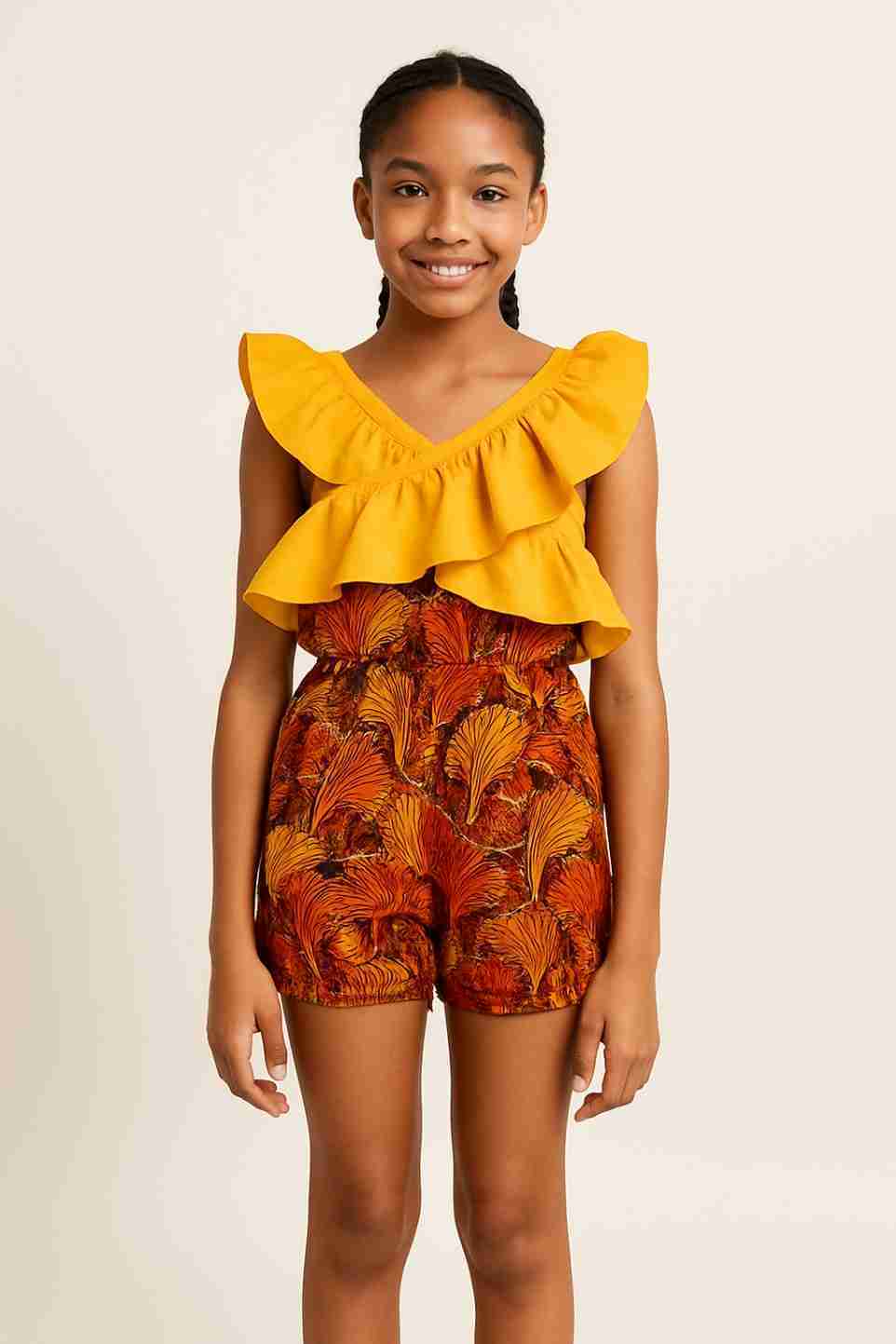 Girls Ruffle Top and Ankara Romper
