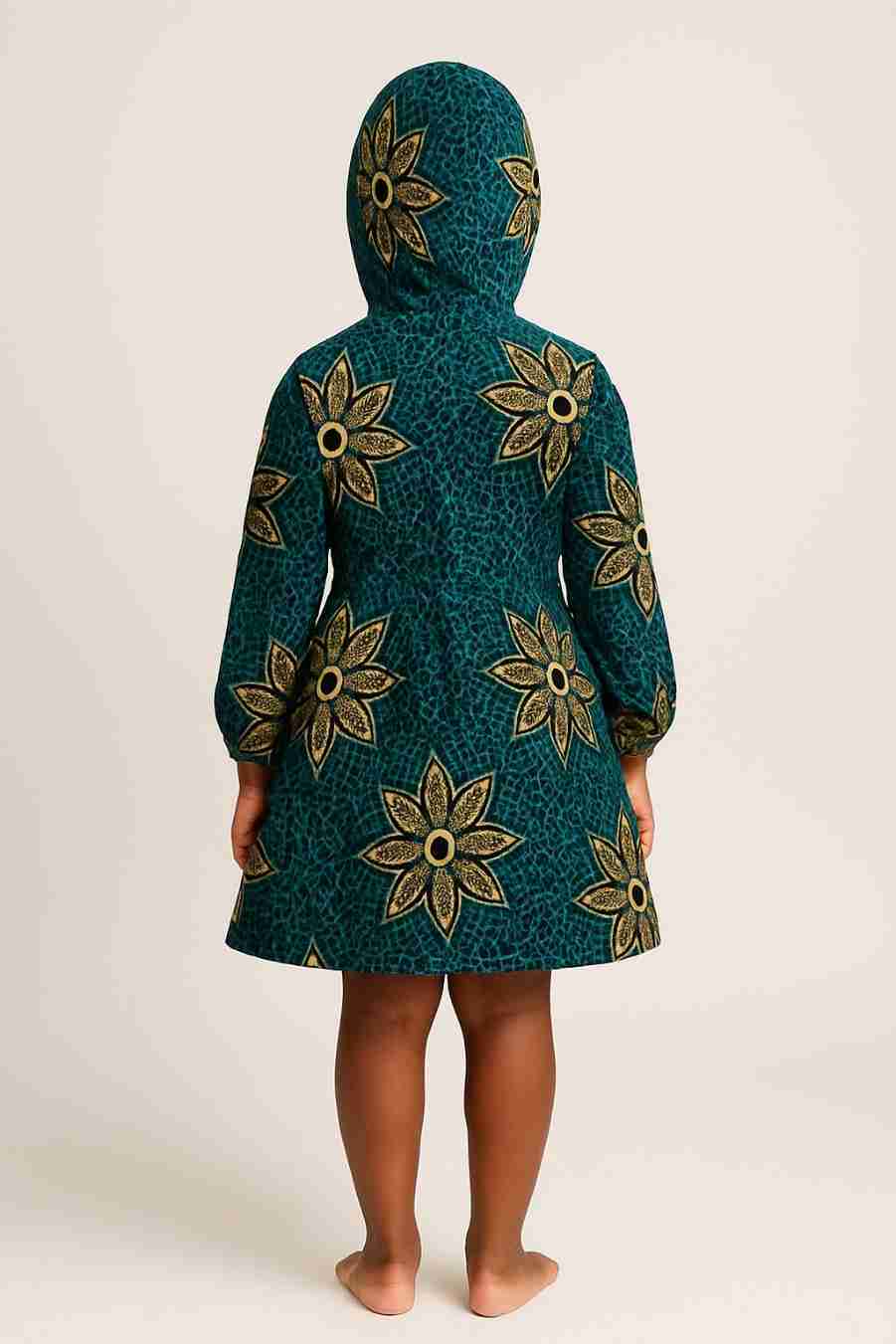 Trendy Ankara Hoodie Kids Dress Back