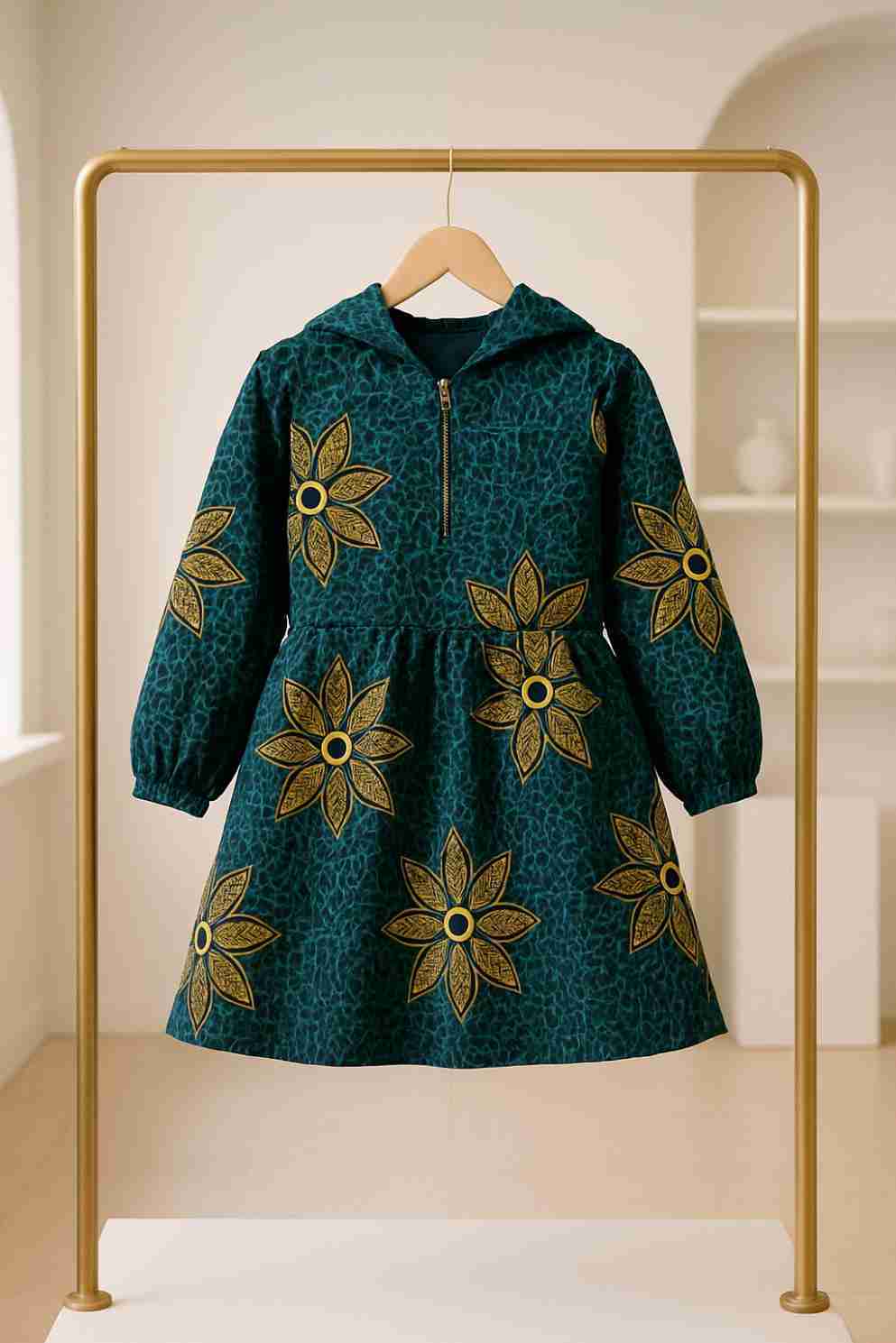 Trendy Ankara Hoodie Kids Dress Ex
