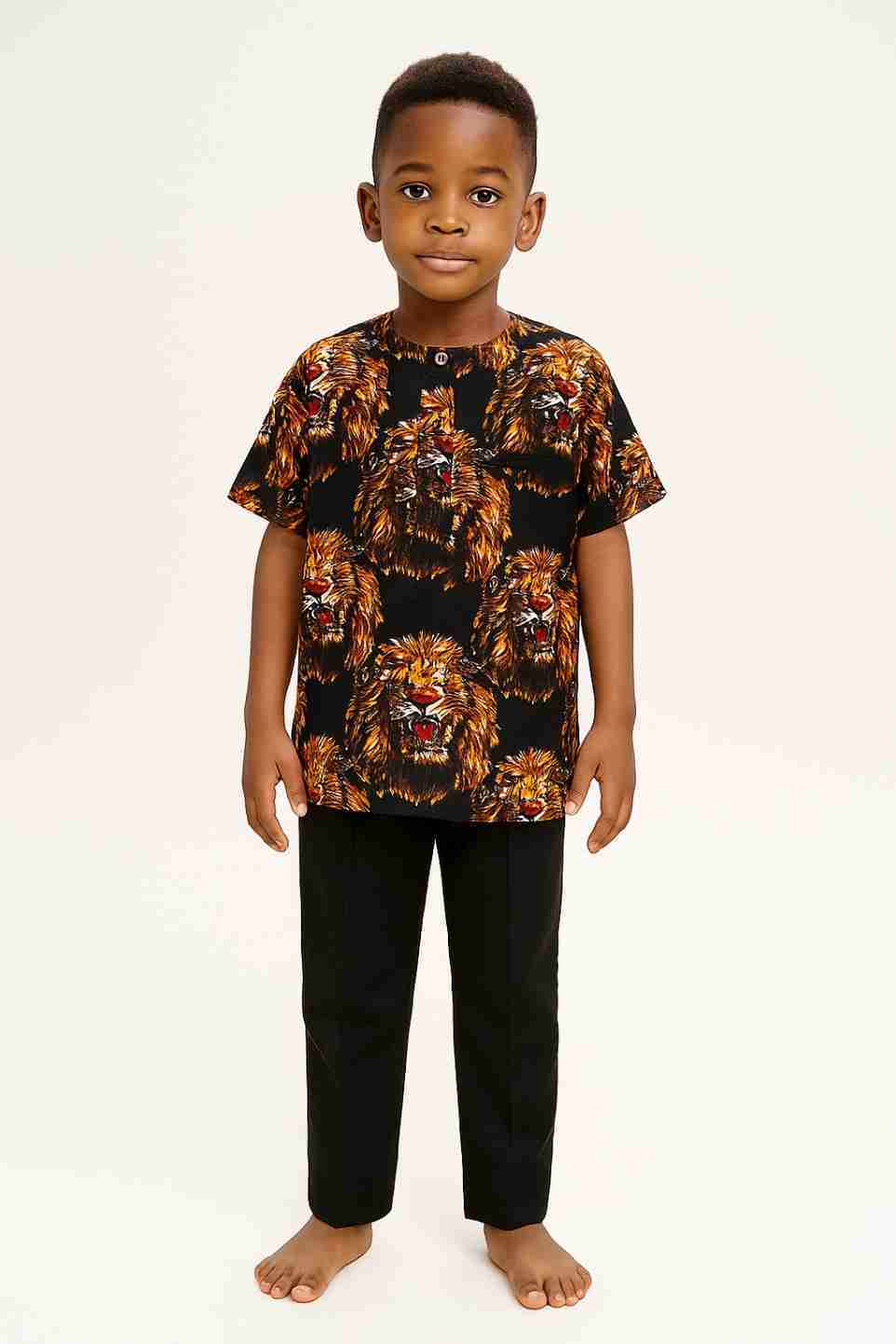 Boys Brown Short Sleeve Isiagu with Black Trousers