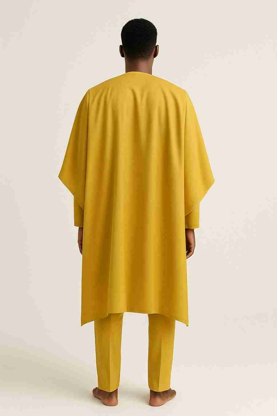 Golden Men's Readymade 3 Piece Agbada Set with Embroidery Ba