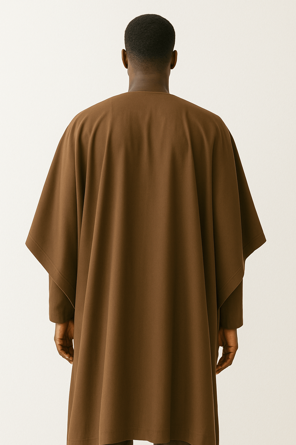 Men's 3 Piece Agbada Long Sleeve Set – Brown Back