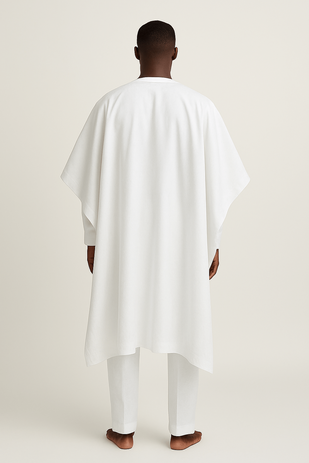 Men's White Ready-to-wear 3 Piece Agbada Set Back