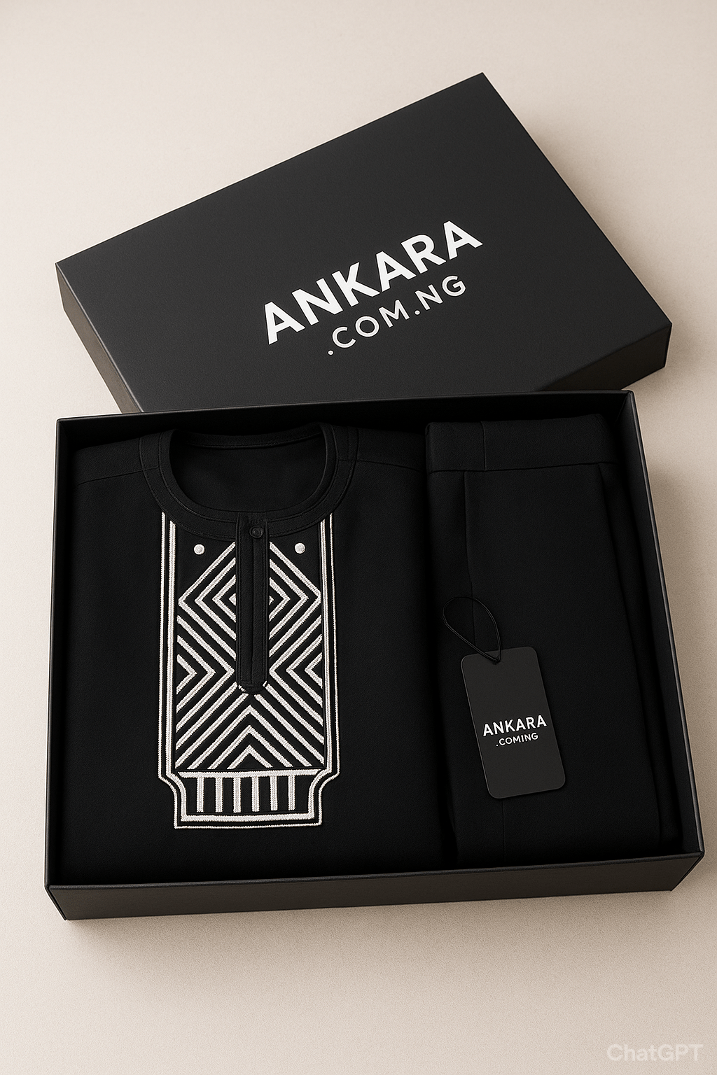 Original Black Men's 3 Piece Agbada Set Box