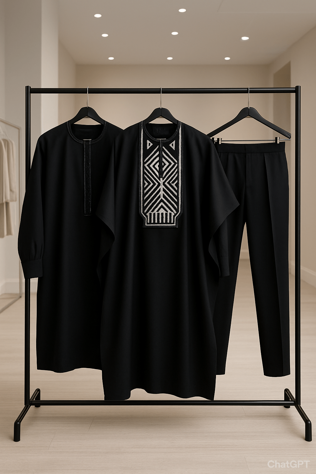 Original Black Men's 3 Piece Agbada Set Ex