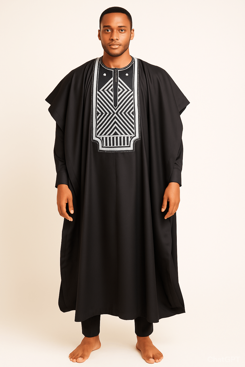 Original Black Men's 3 Piece Agbada Set