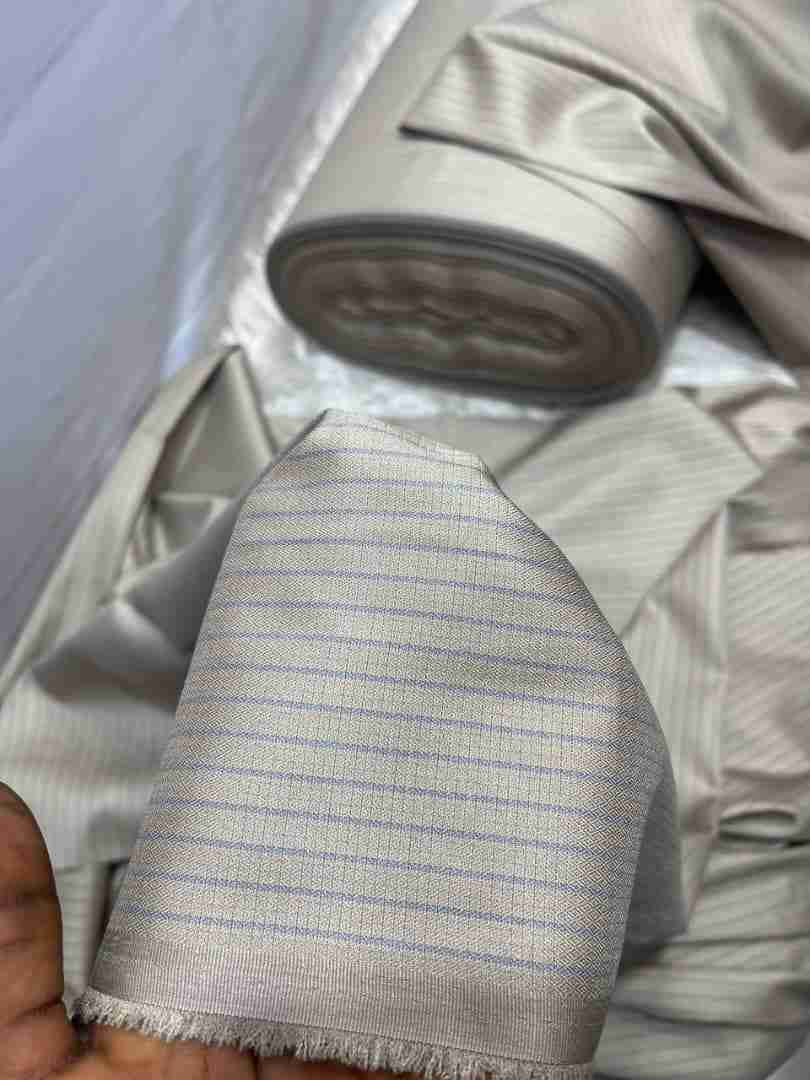 Striped Stock Senator Fabric Per Yard – Brown Silver