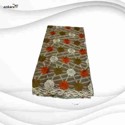 Exclusive Voile Lace Fabric 5 Yards – Brown & Red