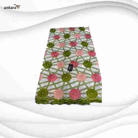 Exclusive Voile Lace Fabric 5 Yards – Pink & Green