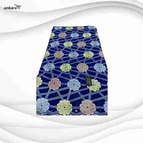 Exclusive Voile Lace Fabric 5 Yards – Royal Blue