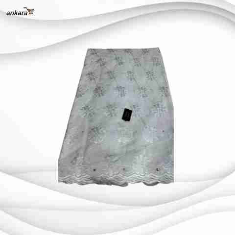 Exclusive Voile Lace Fabric 5 Yards – Silver Whiteb