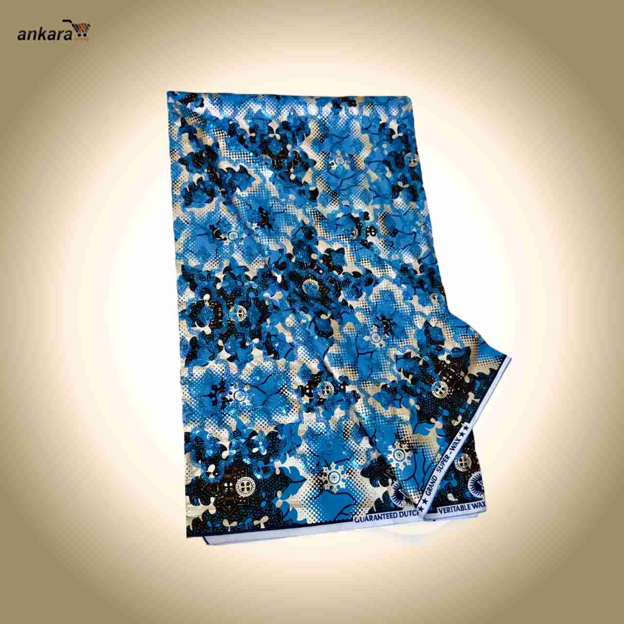Sequined Vlisco Ankara Fabric Nov 25 Design – Blue