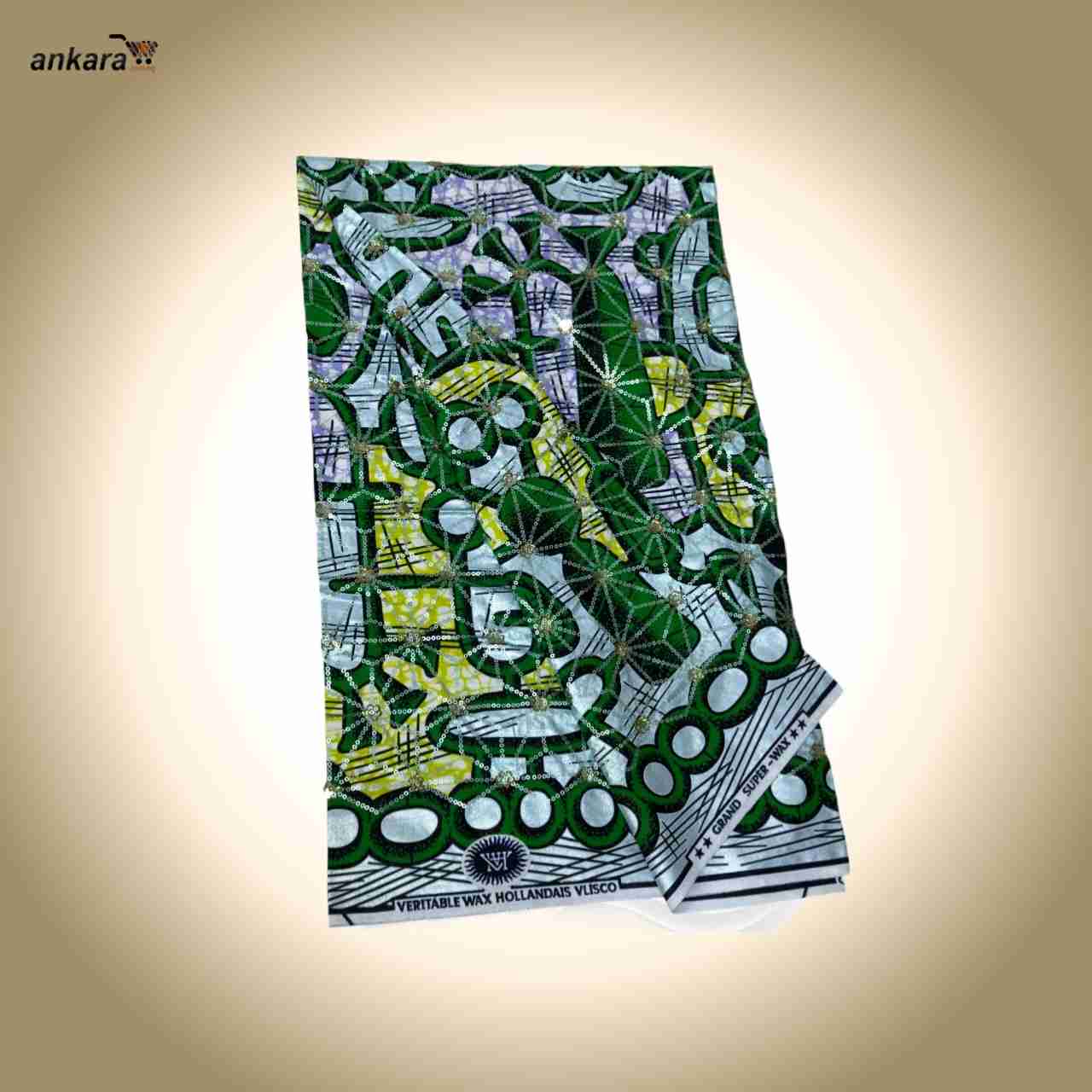 Sequined Vlisco Ankara Fabric Nov 25 Design – Green