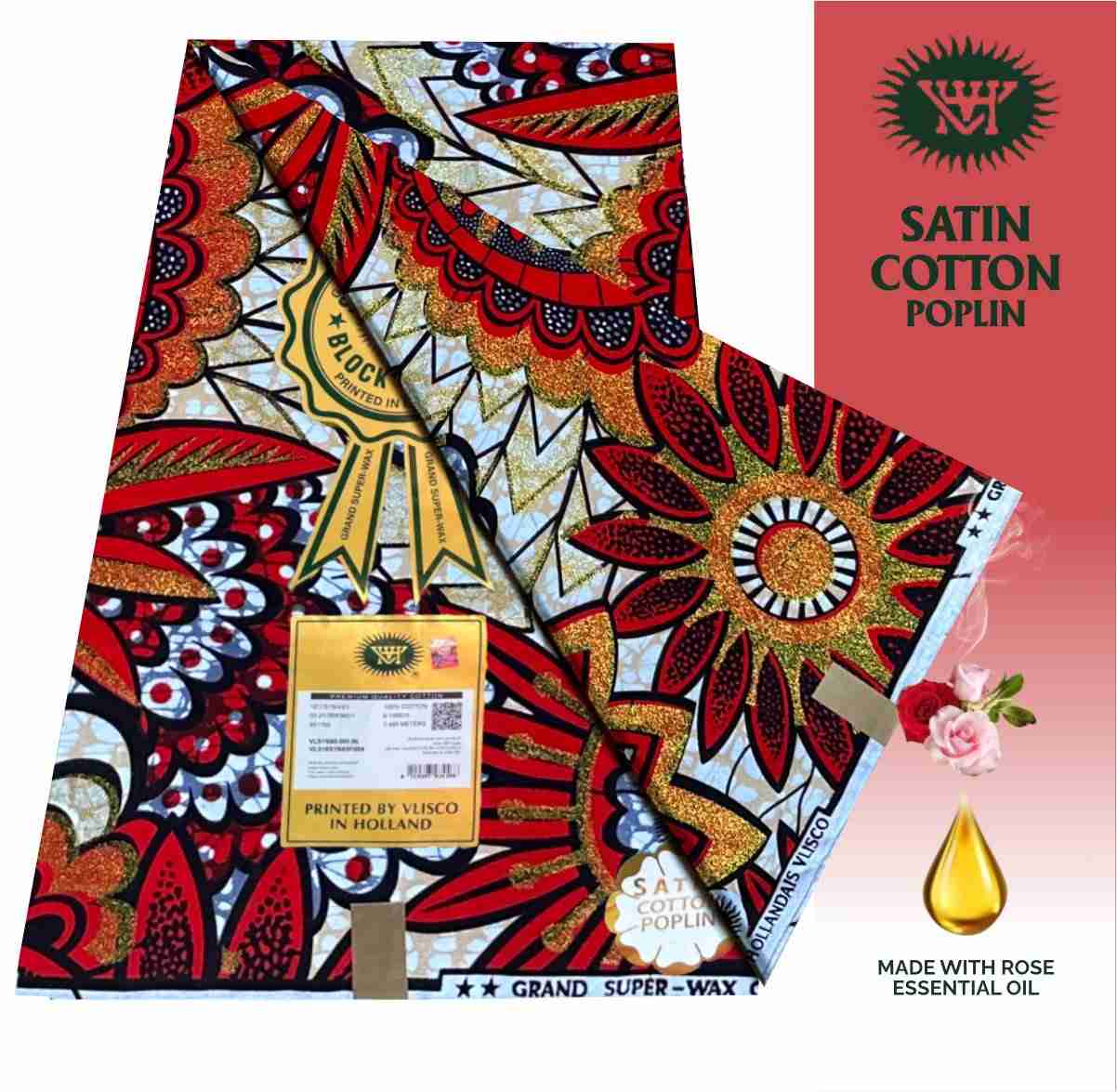 Vlisco Holland Cotton Wax Oct 25 Design – Red