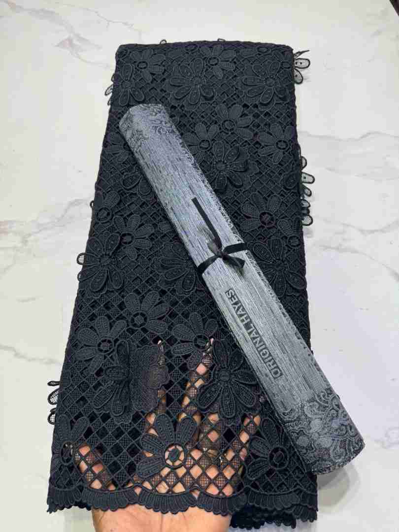 Black Lush Guipure Cord Lace 5 Yards