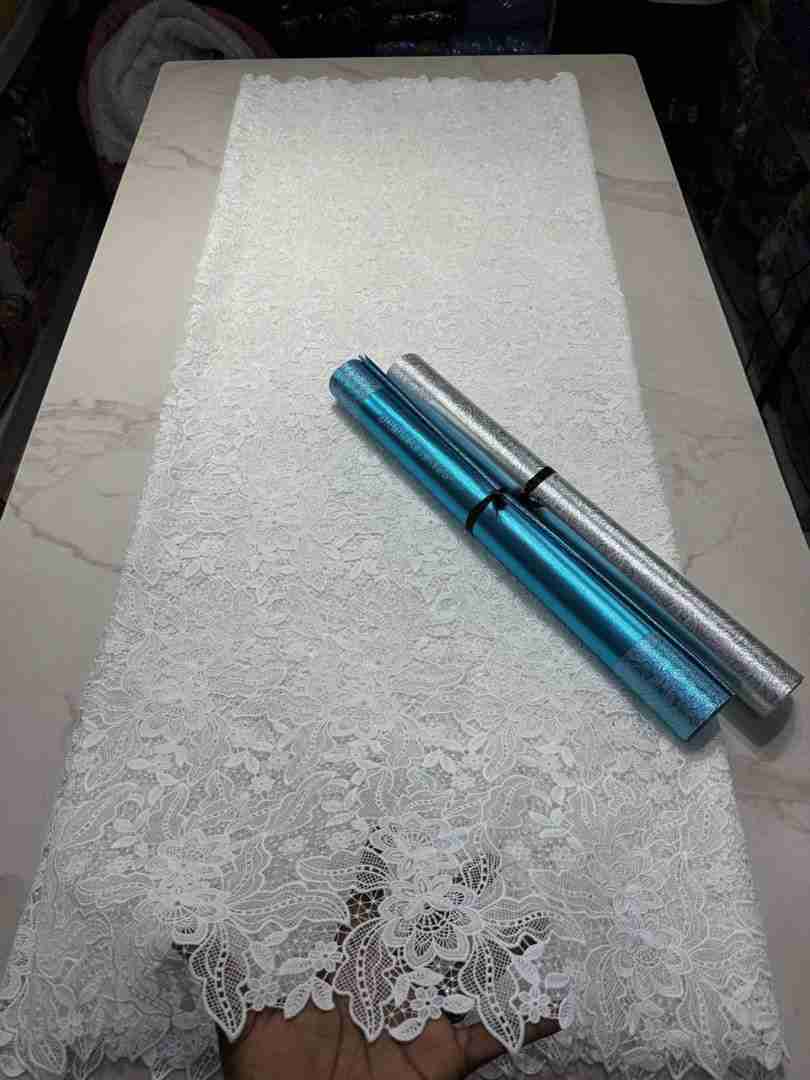 Off-White Lush Guipure Cord Lace 5 Yards – Ash Blue