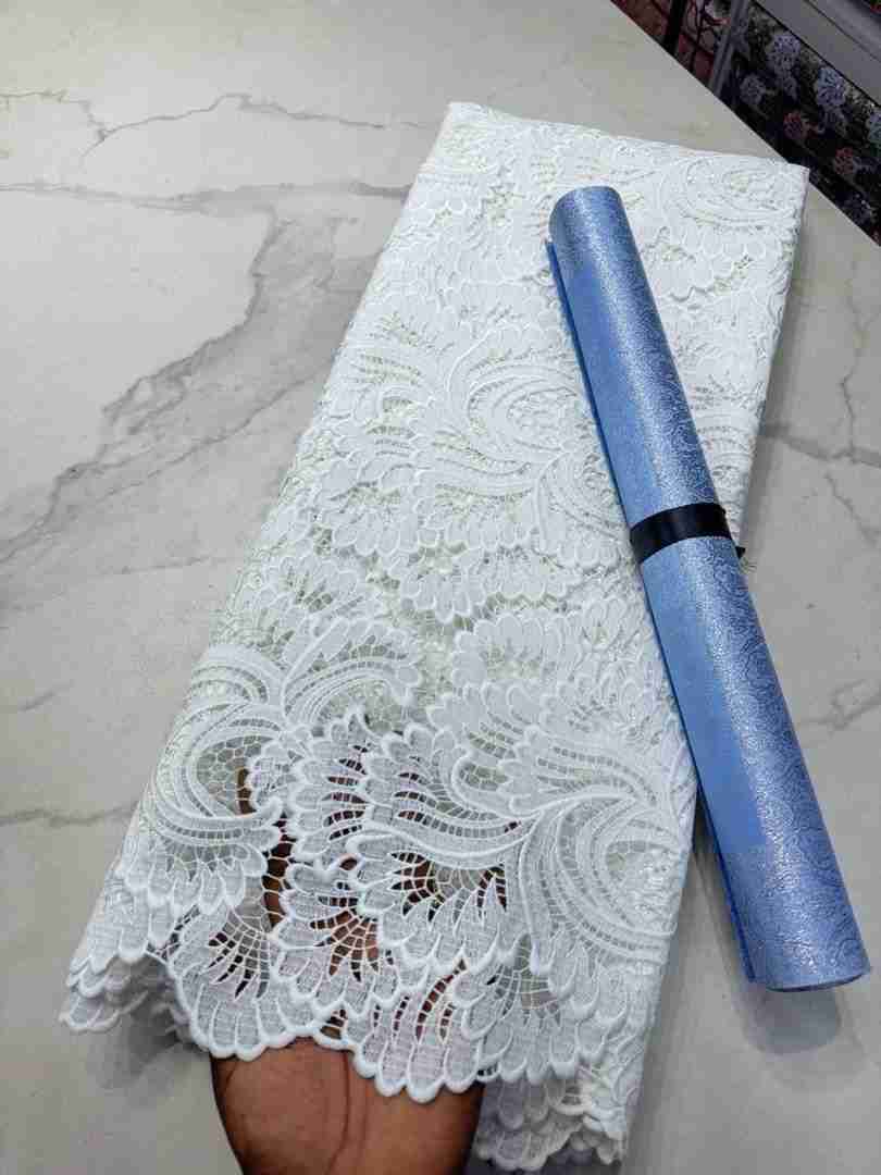Off-White Lush Guipure Cord Lace 5 Yards – Sky Blue