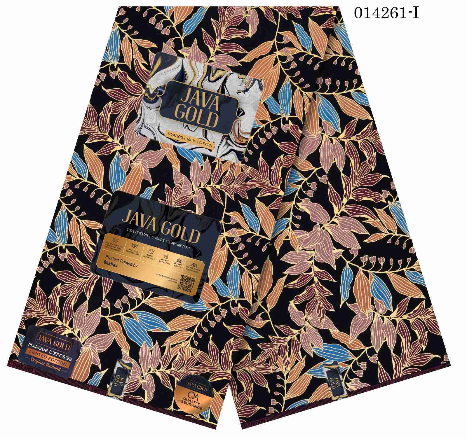 Java Gold Ankara Wax Jan 26 Design – Brown Leaf