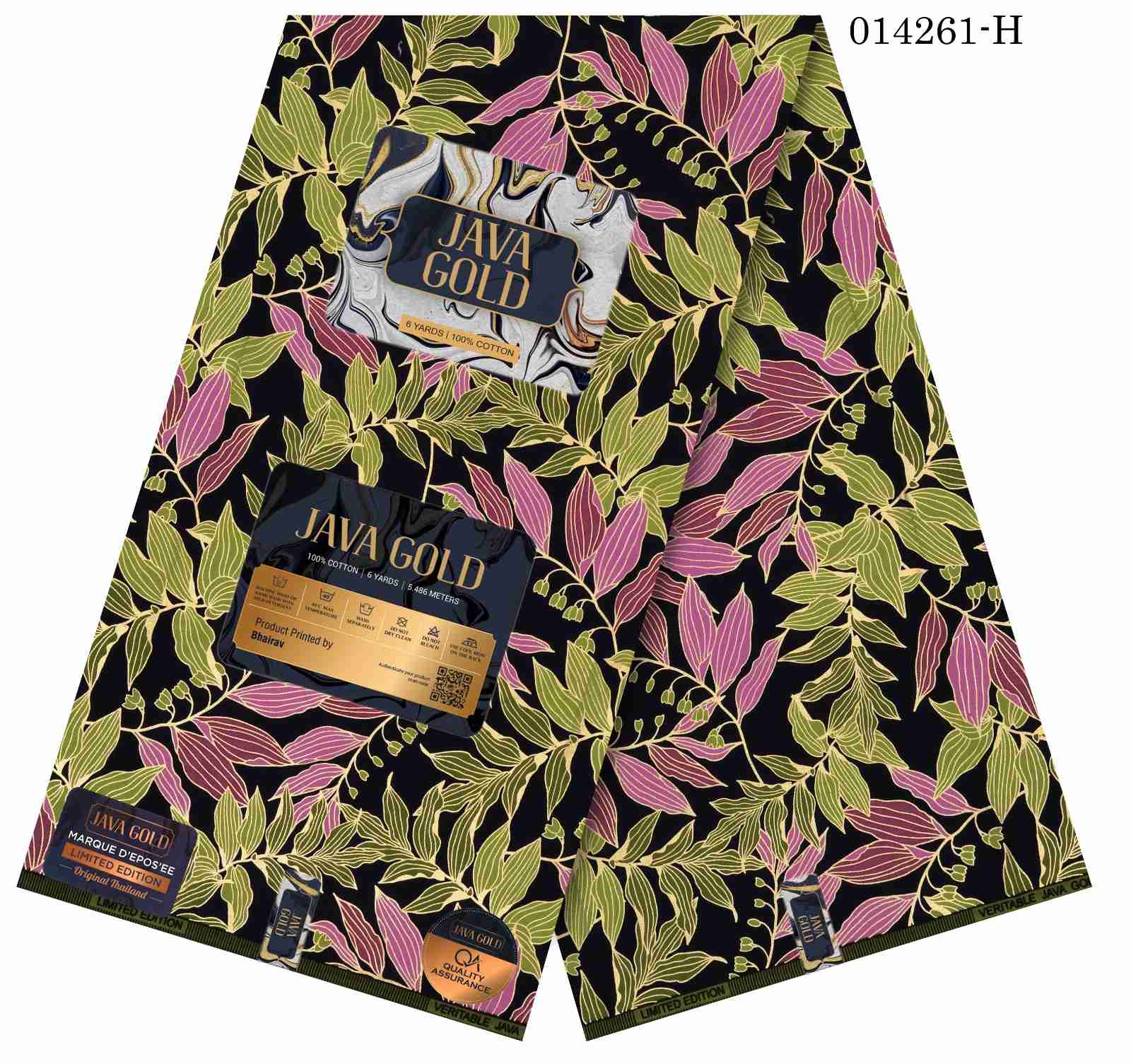Java Gold Ankara Wax Jan 26 Design – Pink Leaf