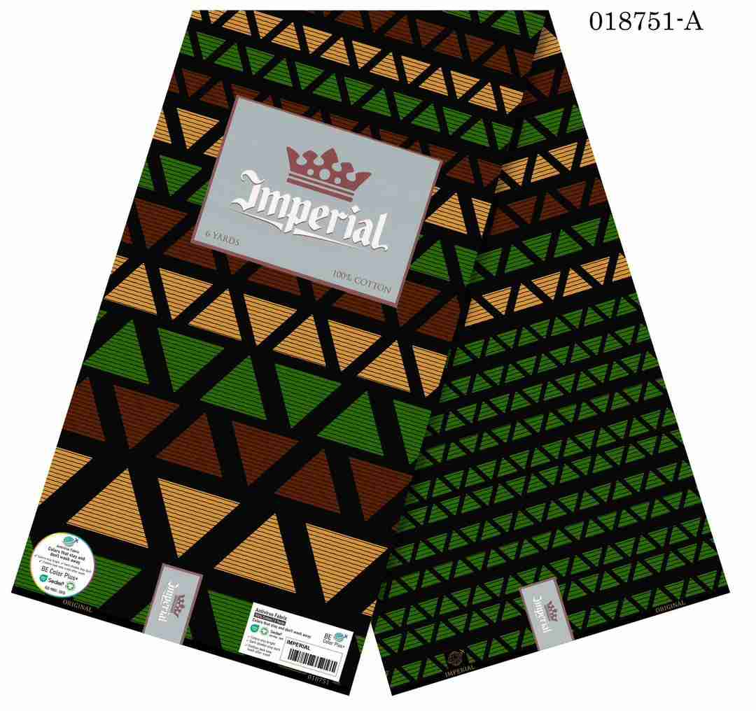 Imperial brown green triangle Ankara Fabric Luxury African Wax Print for unisex Imperial brown green triangle Ankara Fabric Luxury African Wax Print for unisex