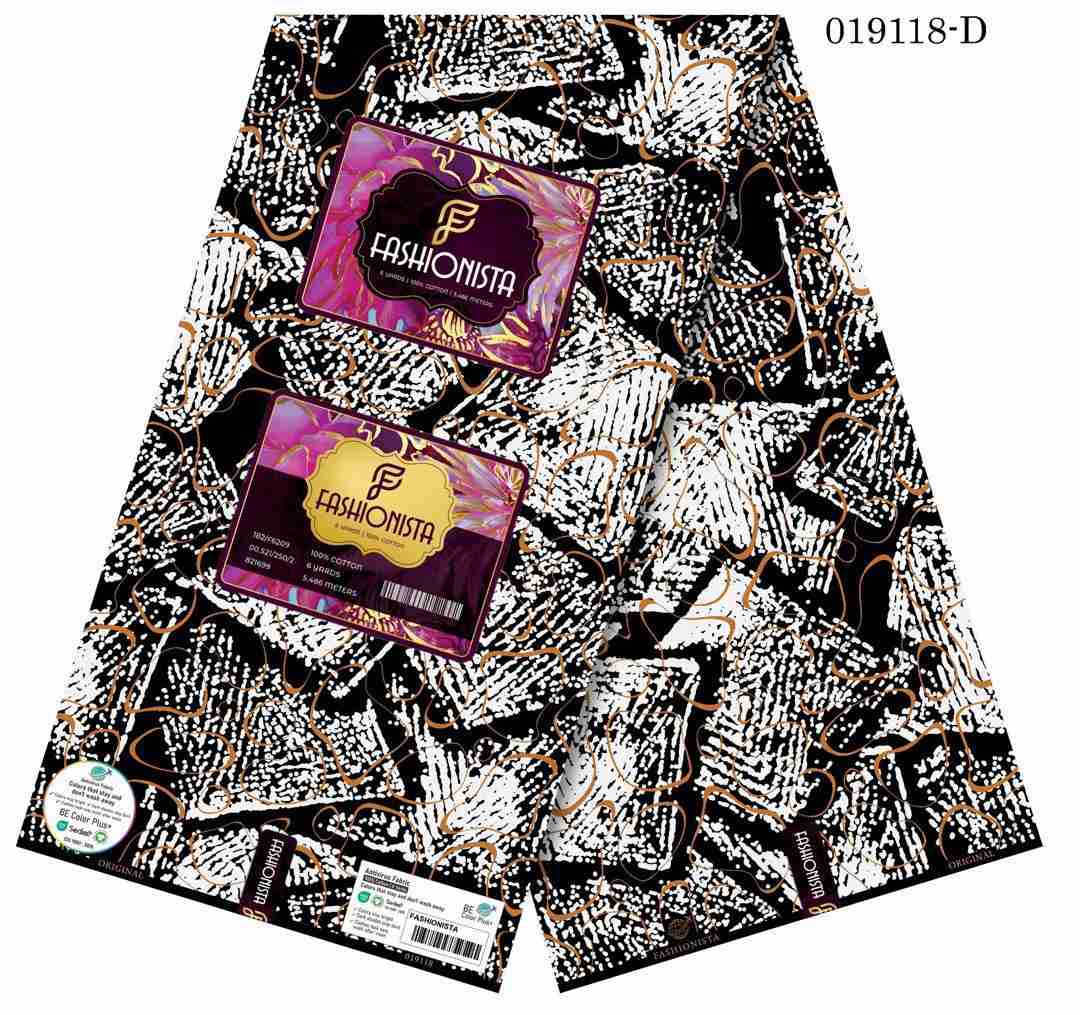 Fashionista Shimmer Ankara black and white block stamp