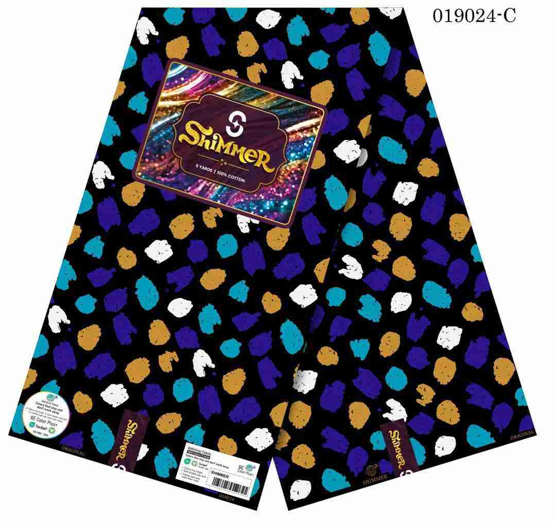 Fashionista Shimmer Ankara blue pellets pattern