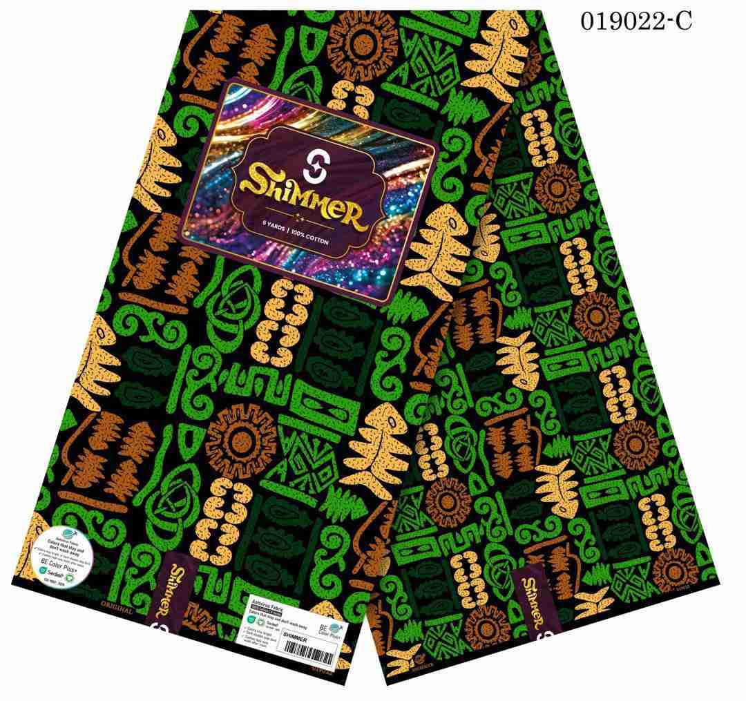 Fashionista Shimmer Ankara caton green african pattern
