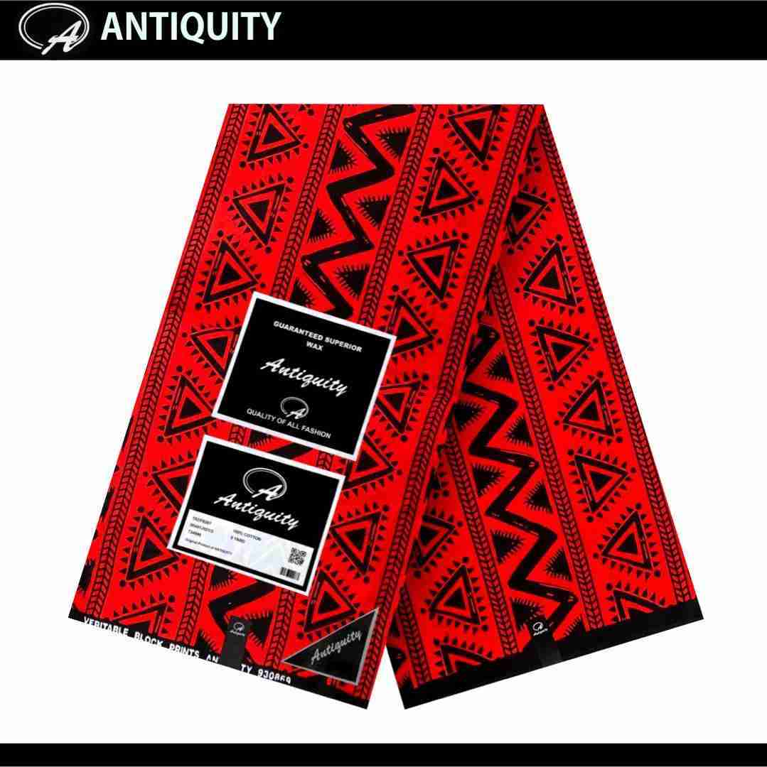 Medium Antiquity(100% cotton) fire orange kente pattarn