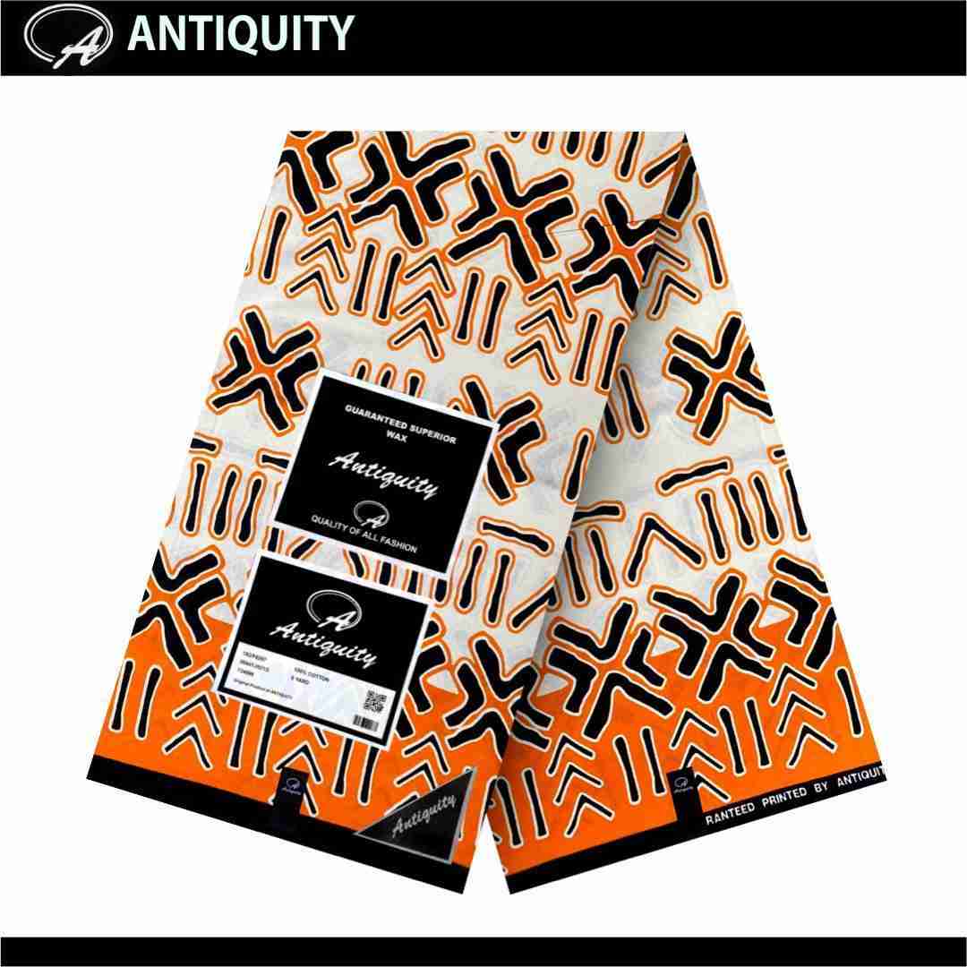 Medium Antiquity(100% cotton) pale orange kente pattarn