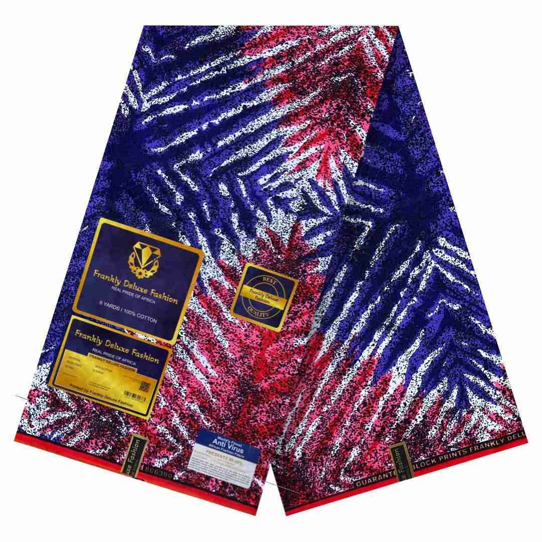 Vibrant electric purple and magenta abstract sunburst Ankara fabric by Frankly Deluxe Fashion, 100% cotton premium wax print.