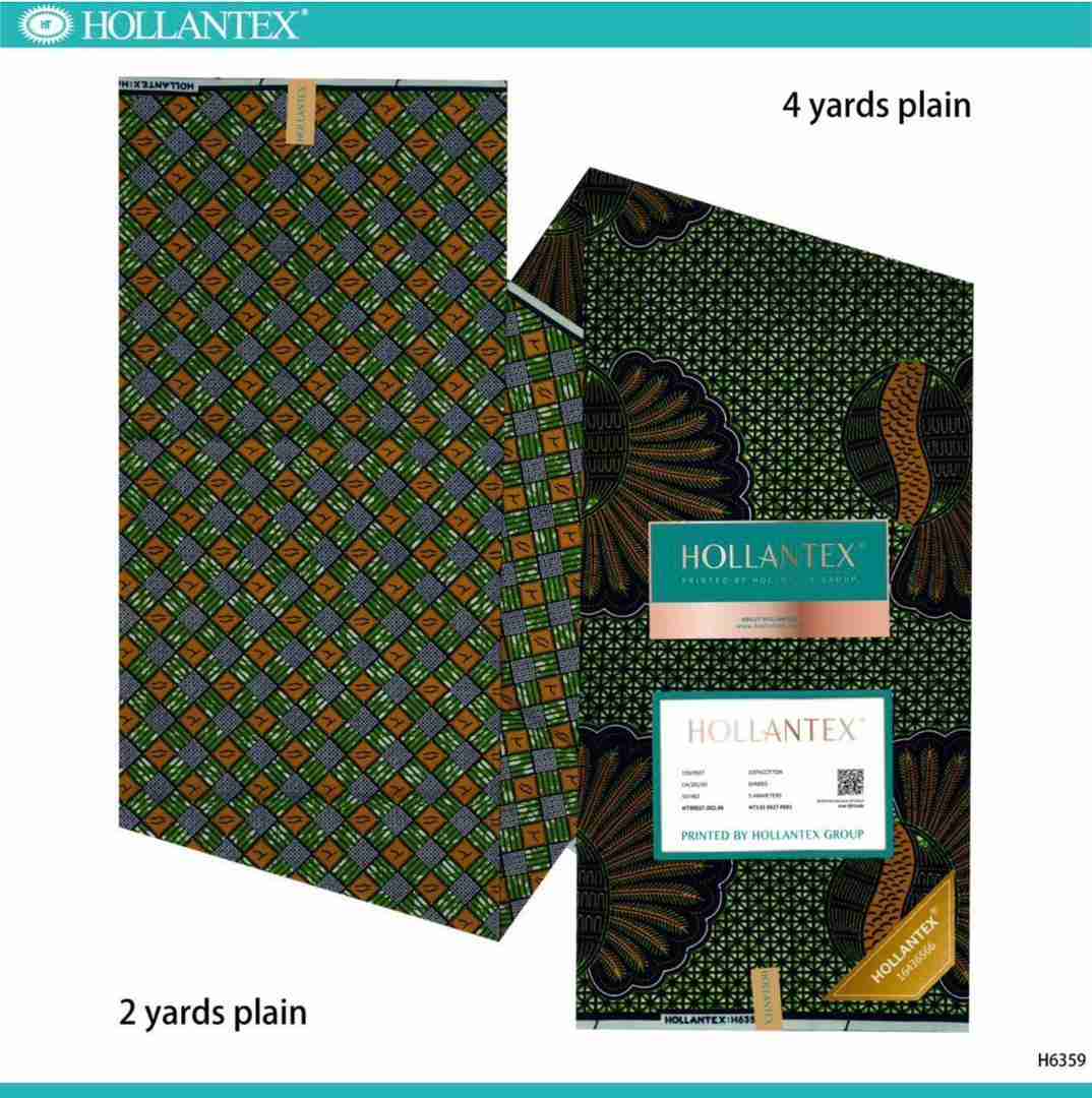 Hollantex dark green and green ankara fabric, 100% cotton African wax print