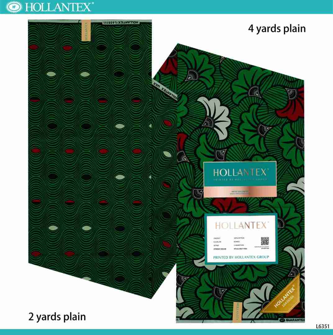 Hollantex dark green ankara fabric, 100% cotton African wax print
