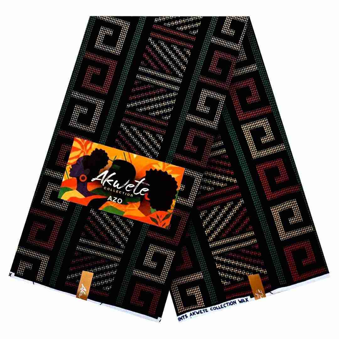 akwete-collection-azo-black-beige-geometric-ankara-nigeria Akwete Collection Azo Black-Beige Geometric Ankara Nigeria - Image 1