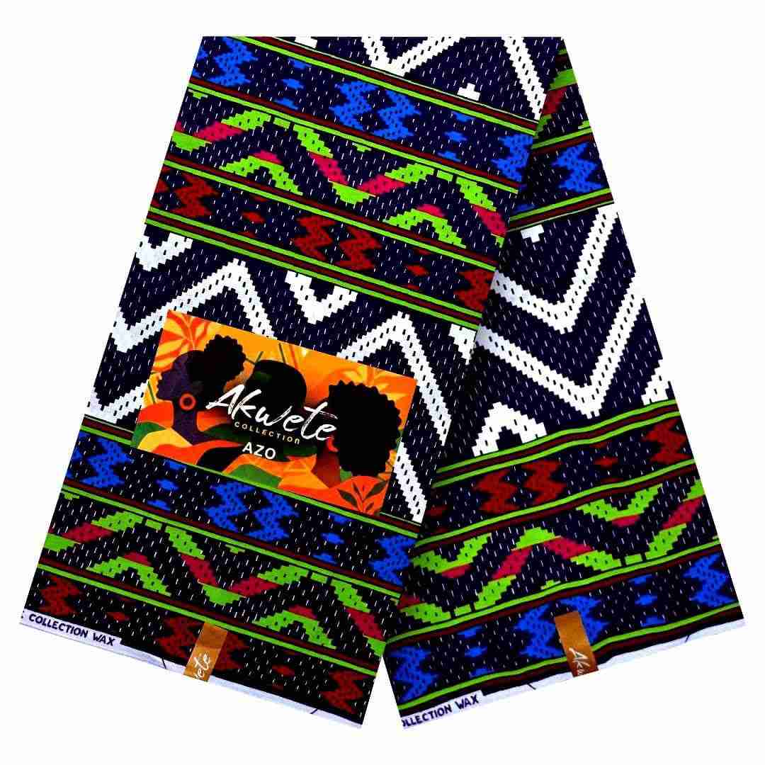 akwete-collection-azo-green-blue-zigzag-ankara-nigeria Akwete Collection Azo Green-Blue Zigzag Ankara Nigeria - Image 1