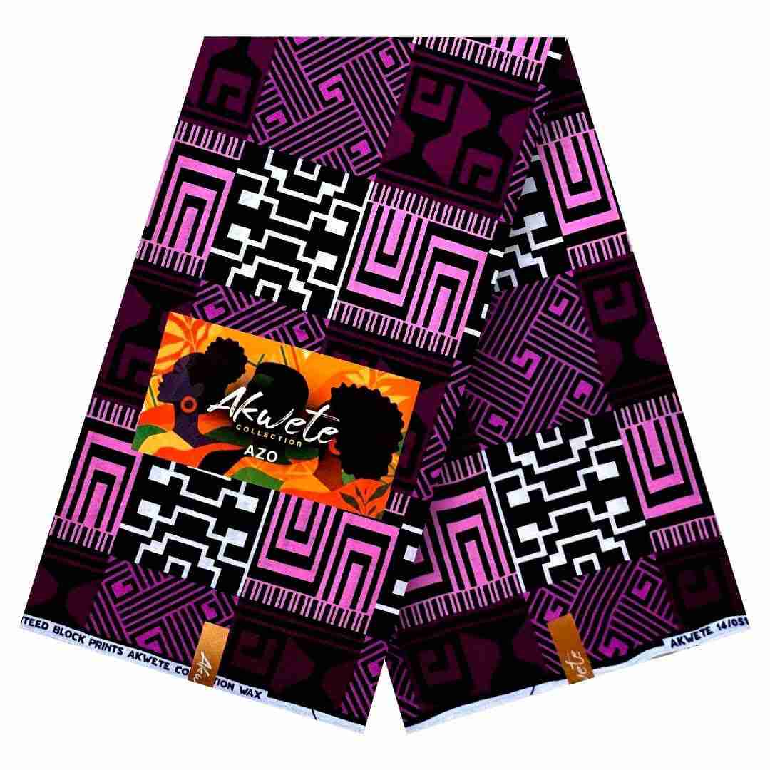 akwete-collection-azo-pink-purple-geometric-ankara-nigeria Akwete Collection Azo Pink-Purple Geometric Ankara Nigeria - Image 1