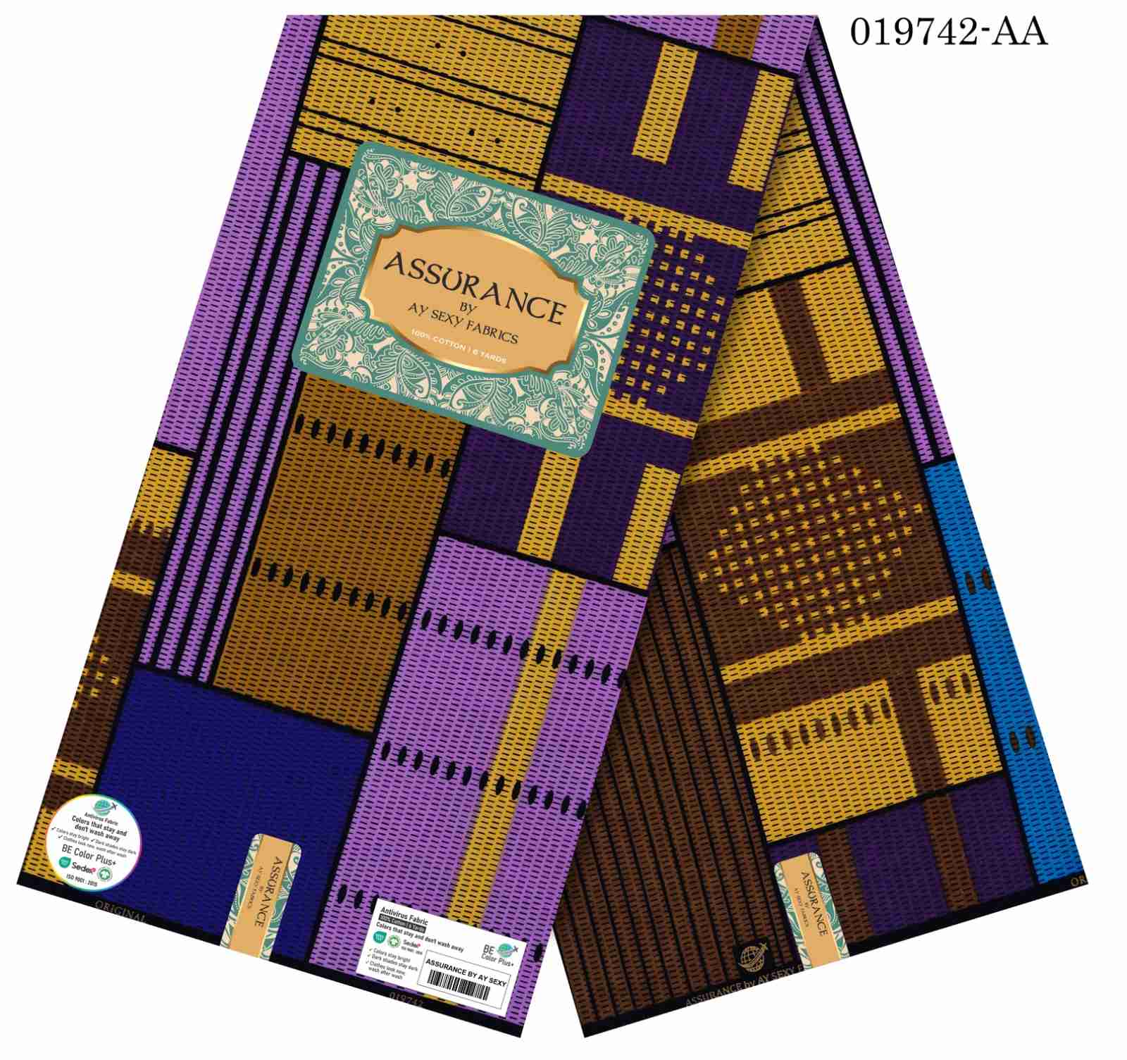assurance-019742-aa-purple-gold-patchwork-nigeria Assurance 019742-AA Purple-Gold Patchwork Nigeria - Image 1