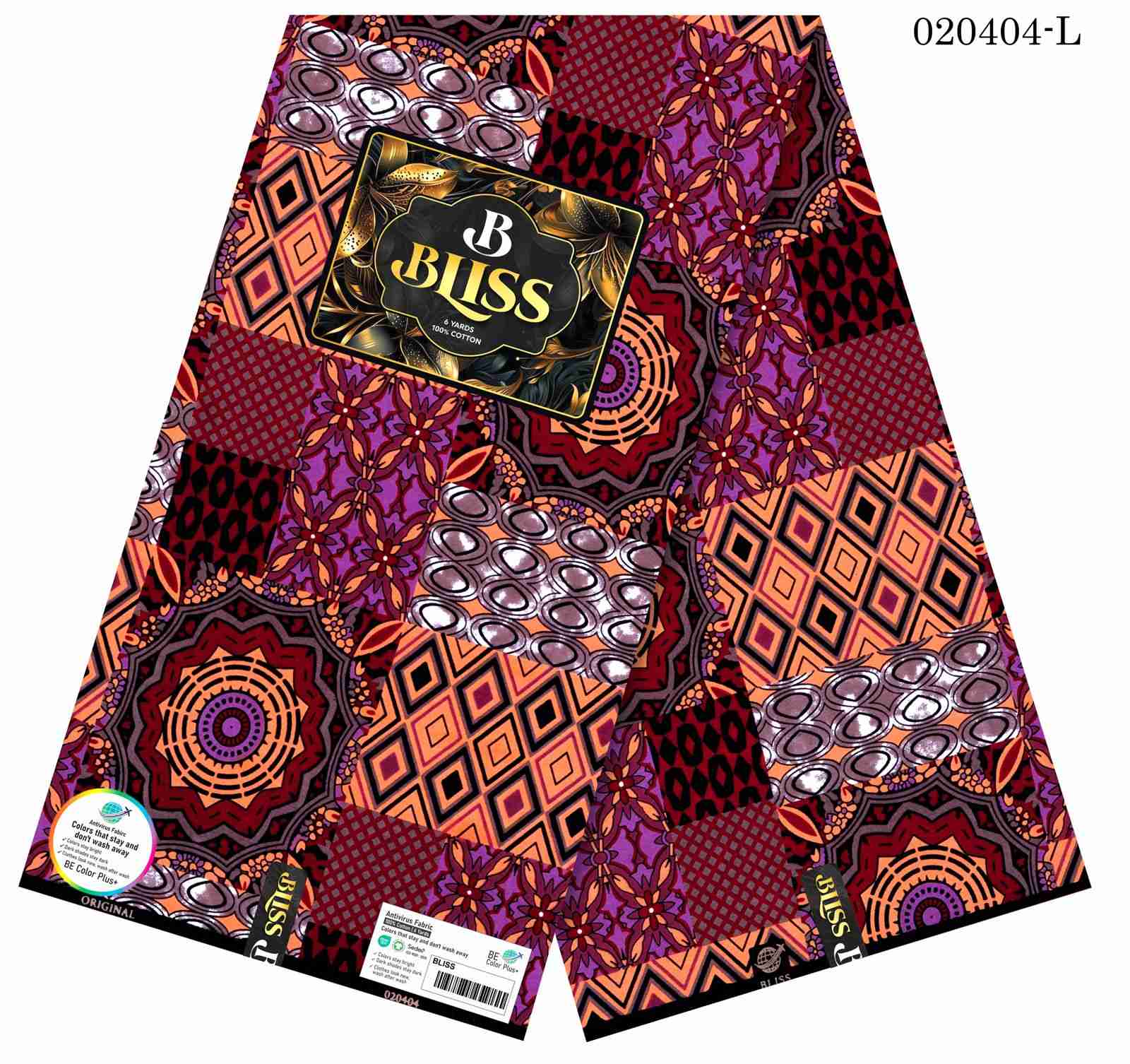 b-bliss-peach-burgundy-patchwork-ankara-nigeria B Bliss Peach-Burgundy Patchwork Ankara Nigeria - Image 1