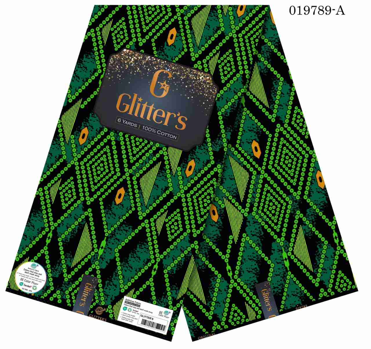 glitters-ankara-green-lime-diamond-fabric-nigeria Glitters Ankara Green-Lime Diamond Fabric Nigeria - Image 1